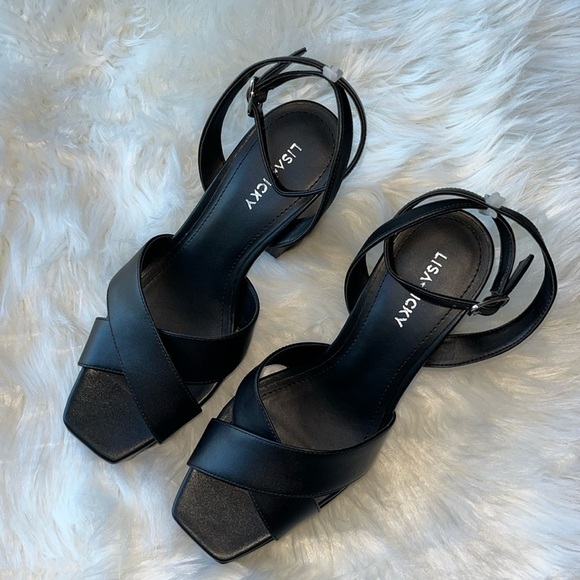 🆕 Lisa Vicky Leather Strappy Platform Heel Sandals Black Size 8 - Picture 15 of 15